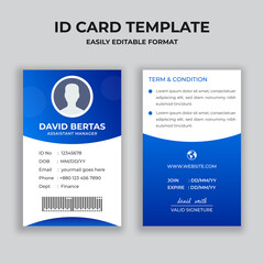Blue office Id Card Design, Professional Identity Card Template Vector for Employee, student, and Others