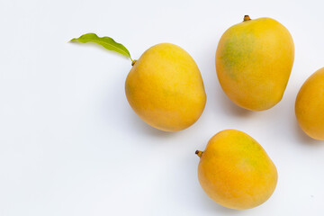 Tropical fruit, Ripe mango on white background.