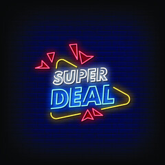 Super Deal Neon Signs Style Text Vector