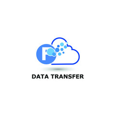 P Letter and cloud icon for data transfer, storage, big data, and technology logo concept