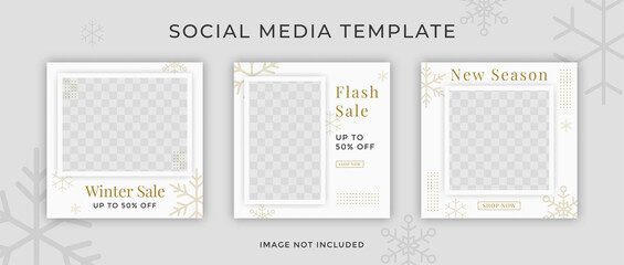 Social media templates for promotion. square Web banner with snowflakes for ad. Winter sale.