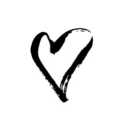 Grunge heart. Valentine day print. Vector illustration.