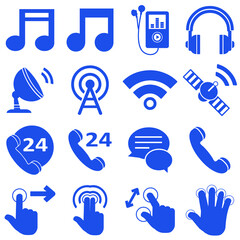 vector icon set for music, network and communication