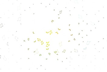 Light Green, Yellow vector texture with musical notes.