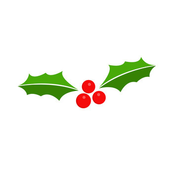 Holly berry Christmas icon. illustration