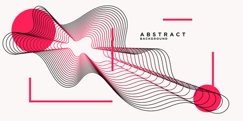 Abstract background with dynamic linear waves. Vector illustration in flat minimalist style