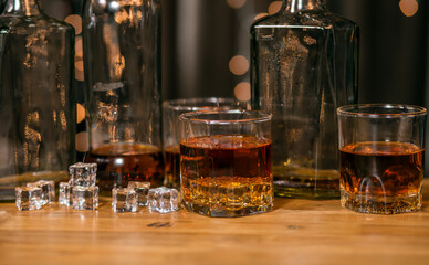 Barman pouring whiskey whiskey glass