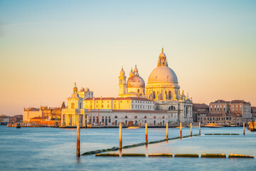 Fototapeta na wymiar Santa Maria della Salute cathedral at sunrise in Venice, Italy