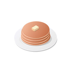 Pancakes on a plate. Colored vector illustration. Isolated on white background.