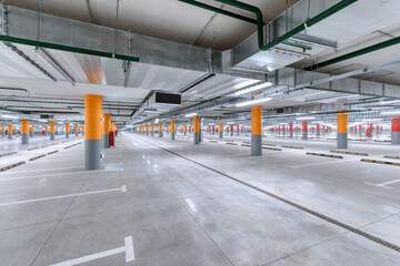 Large underground parking for cars.
