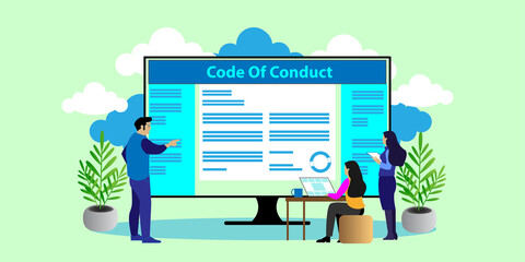 Code of Conduct. Concept of ethical integrity value and ethics. Illustration symbol in vector. can use for, landing page, template, ui, web, mobile app, poster, banner, flyer