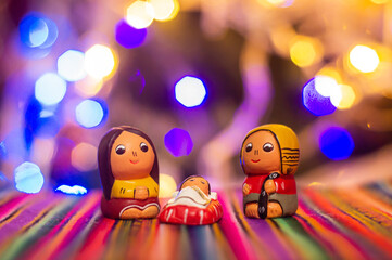 Obraz premium Christmas nativity scene peruvian; Jesus Christ, Mary and Joseph