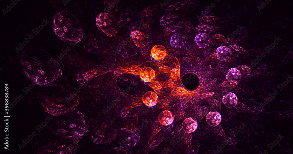 Poster 3d rendering abstract colorful fractal light background