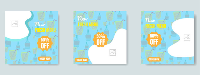 food and drink social media post design template. web banner vector