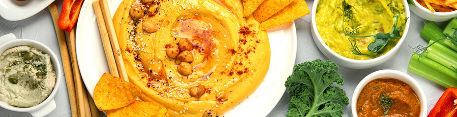 Different kinds of hummus dips