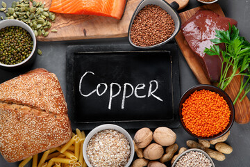 Healthy products highest in copper. Food containing Cu.