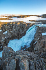 Waterfall on the Hikikal river, Putorana Plateau. Russia