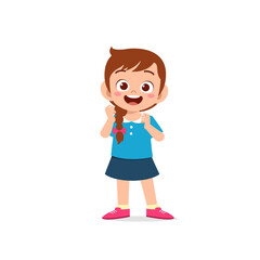 cute little kid girl show happy and friendly pose expression