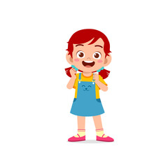 cute little kid girl show happy and friendly pose expression