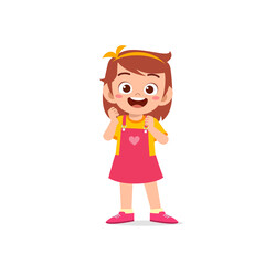 cute little kid girl show happy and friendly pose expression