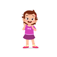 cute little kid girl show happy and friendly pose expression