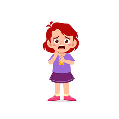 cute little kid girl show worry and scared pose expression