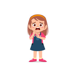 cute little kid girl show worry and scared pose expression