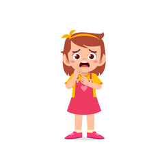 cute little kid girl show worry and scared pose expression