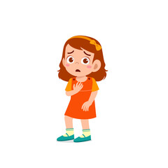 cute little kid girl show scared and worried pose expression