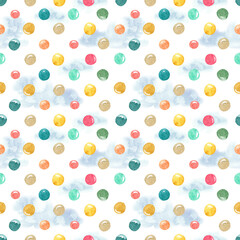 Watercolor seamless pattern with pink flowers and hearts on a striped background. Children's illustrations for wrapping paper, covers, textiles, decor.