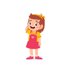 cute little kid girl show unsure and confused pose expression