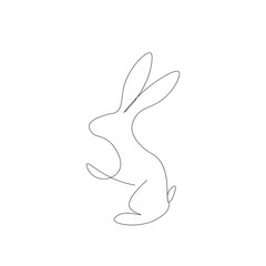 Bunny easter background line drawing, vector illustration