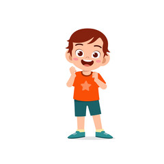 cute little kid boy show happy and friendly pose expression