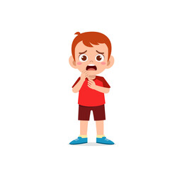 cute little kid boy show worry and scared pose expression