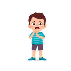 cute little kid boy show worry and scared pose expression