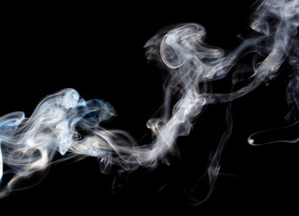 Smoke isolated on black background.