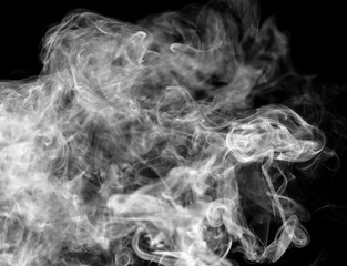 Smoke isolated on black background.