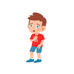 cute little kid boy show worry and scared pose expression