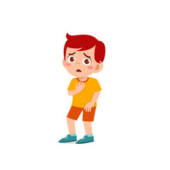 cute little kid boy show worry and scared pose expression