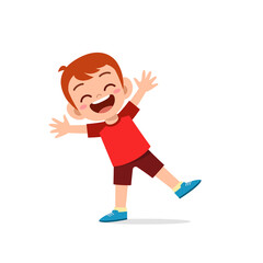 cute little kid boy show happy and celebrate pose expression
