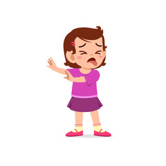 cute little kid girl show refuse and disgust pose expression