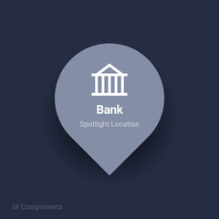bank, credit unions map spotlight location vector Icon 