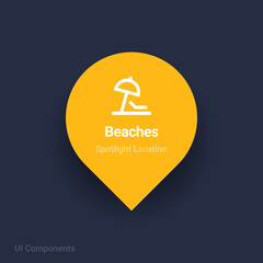 beaches, resorts map spotlight location vector Icon 