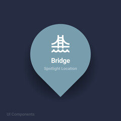 bridge map spotlight location vector Icon 