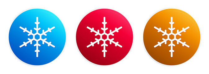 Snowflake icon premium trendy round button set