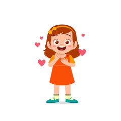 cute little kid girl show love and happy pose expression