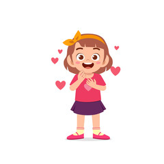 cute little kid girl show love and happy pose expression