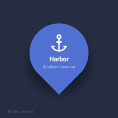 harbor, marina map spotlight location vector Icon.