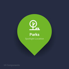 parks map spotlight location vector Icon.