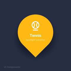 tennis map spotlight location vector Icon.